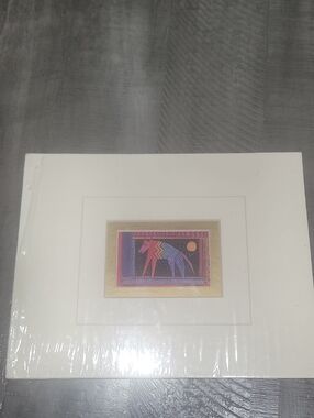 New Laurel Burch Celestial Dog 1992 Portal Maxs 610 8x10 Framed Canvis Print